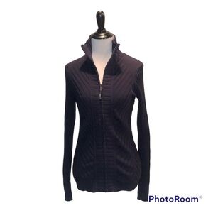 Athleta Womens Blue Long Sleeve Freestone Rib Zippy Sweater Jacket-Size Small